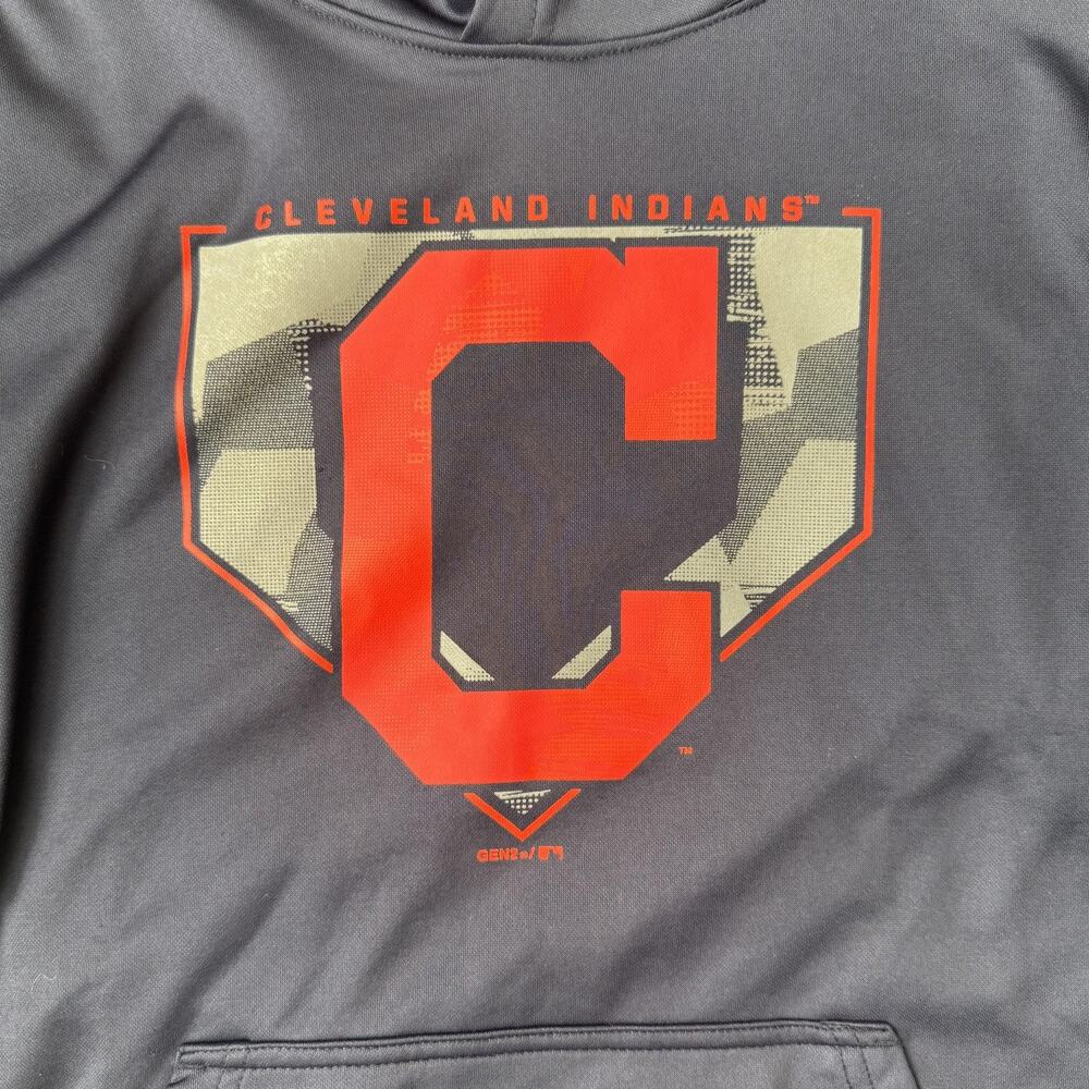 Cleveland Indians Hoodie Youth Large Navy Blue MLB Baseball Pullover Sweatshirt - Picture 3 of 10
